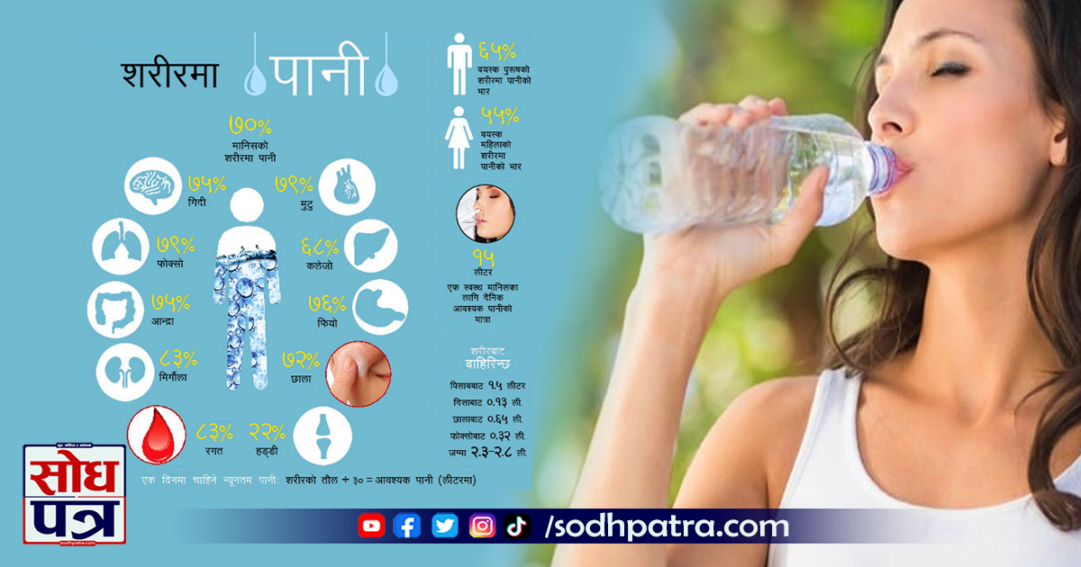 मानव शरीरका लागी पानीको महत्व, पानीको मात्रा कम हुँदा के हुन्छ ?