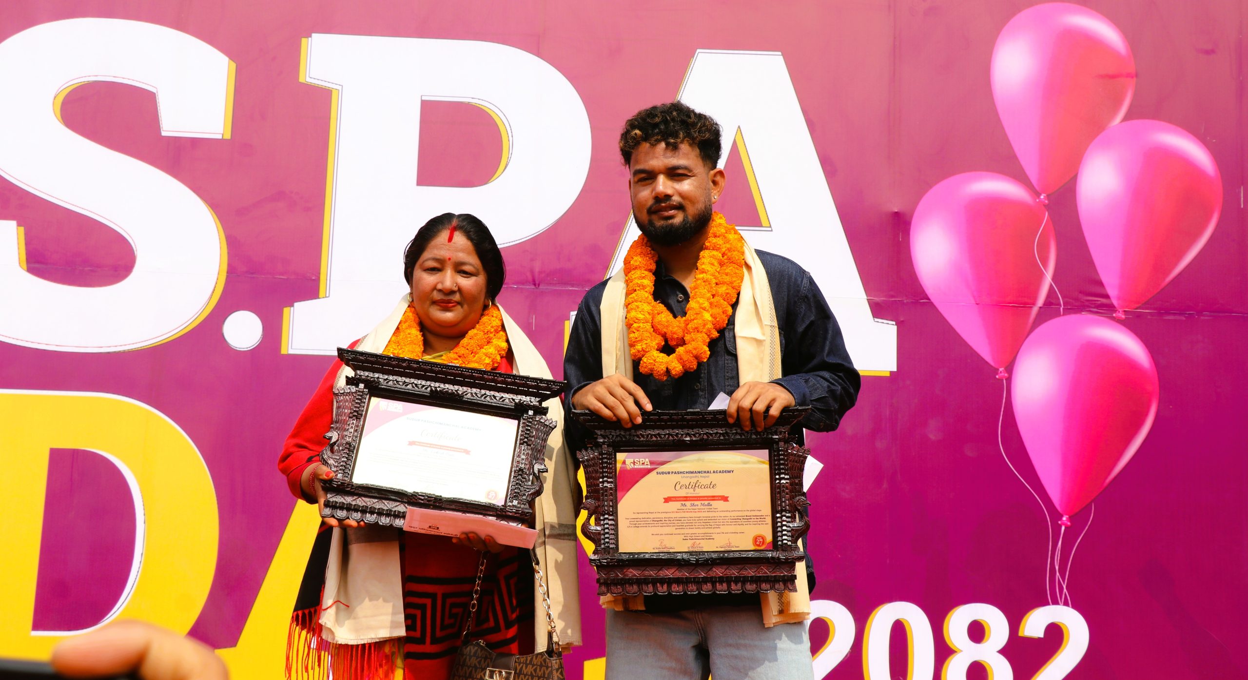 इंग्ल्याण्डविरुद्ध चम्किएका लोकेश र डेब्यूमै विकेट लिएका शेर लाई १ लाख १ हजार नगद सहित एसपीए सम्मान